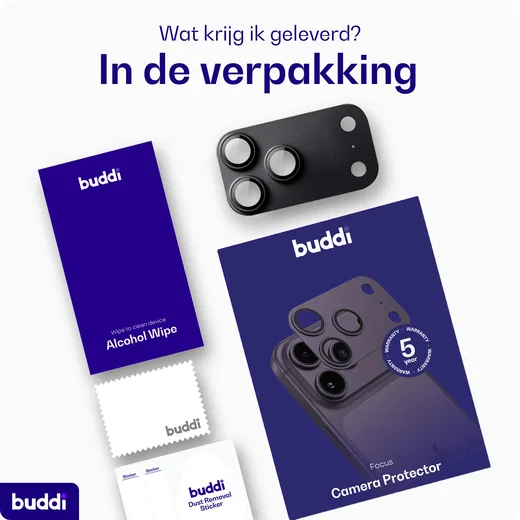 Buddi Focus Apple iPhone 18 Pro Full Camera Protector Matched Zwart afbeelding 7