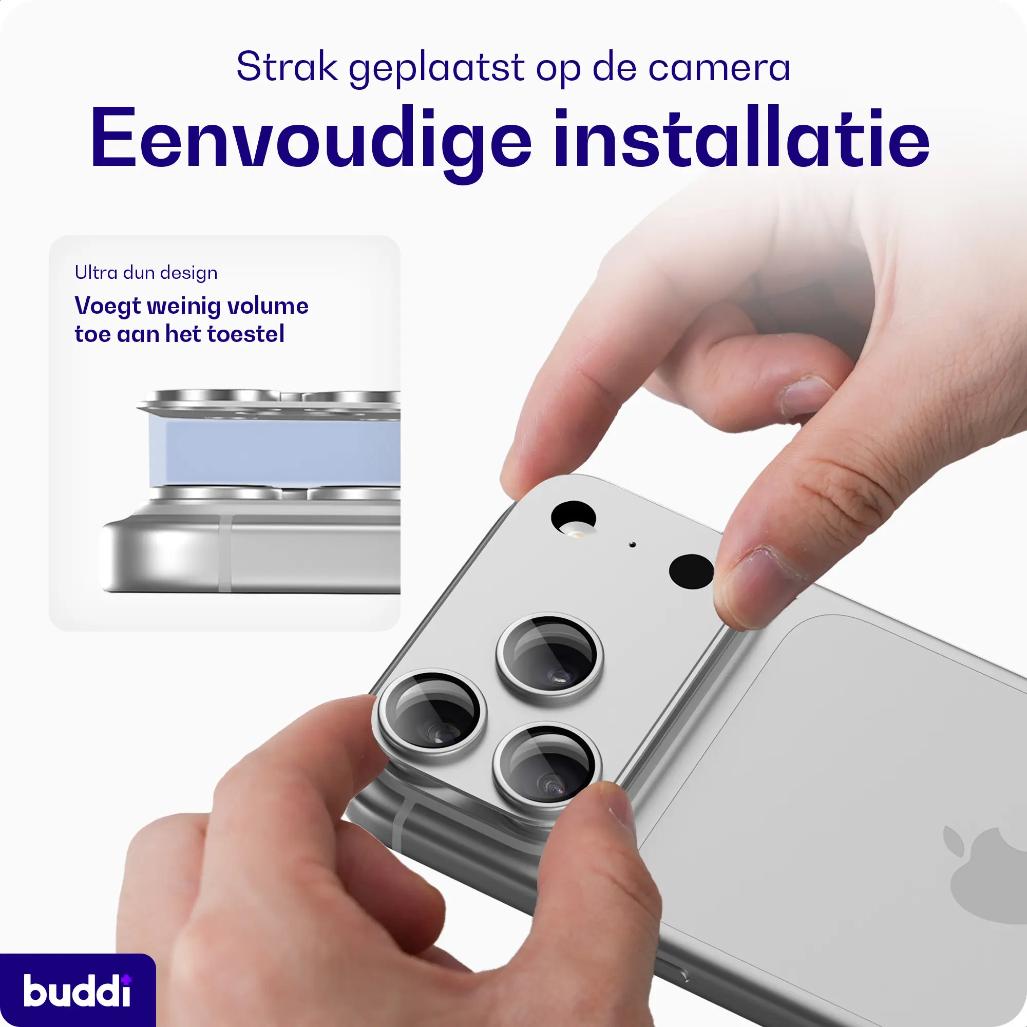 Buddi Focus Apple iPhone 18 Pro Full Camera Protector Matched Zilver afbeelding 4