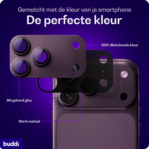 Buddi Focus Apple iPhone 18 Pro Full Camera Protector Matched Burgundy afbeelding 6