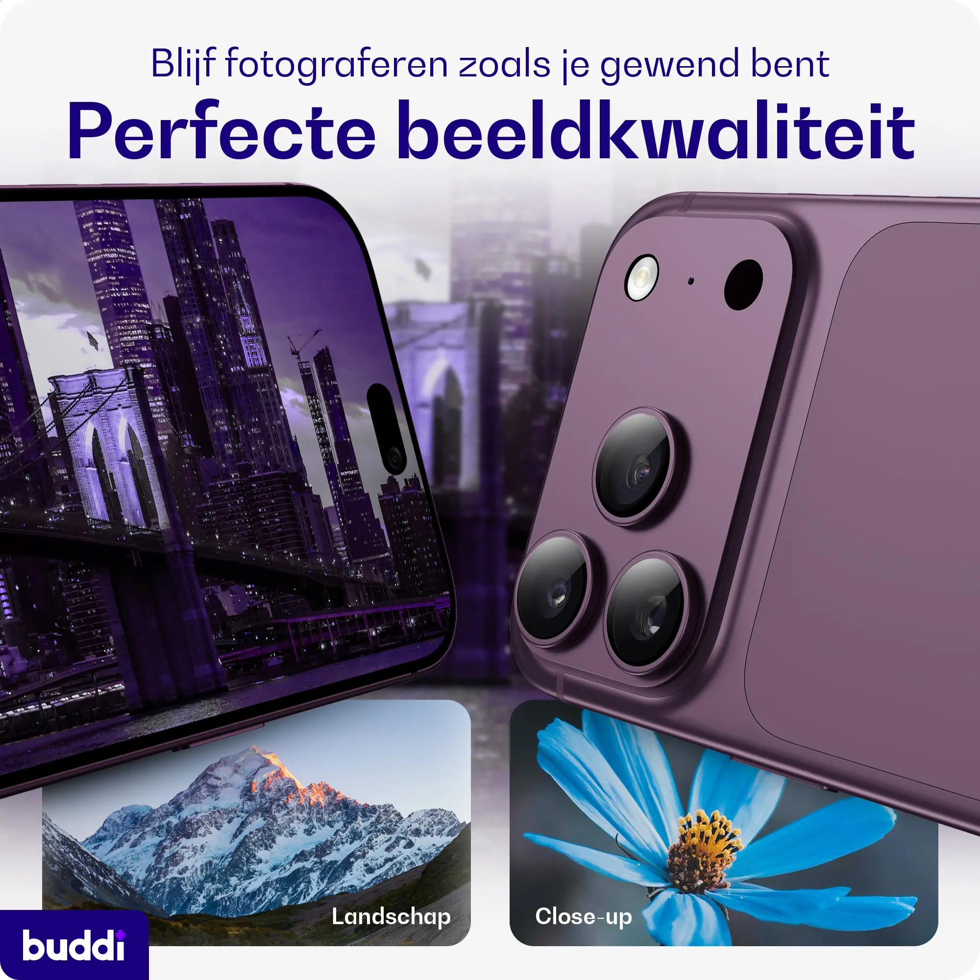 Buddi Focus Apple iPhone 18 Pro Full Camera Protector Matched Burgundy afbeelding 3