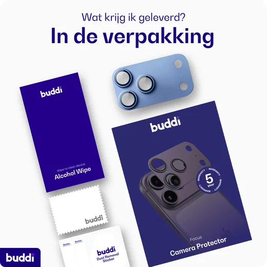 Buddi Focus Apple iPhone 18 Pro Full Camera Protector Matched Blauw afbeelding 7