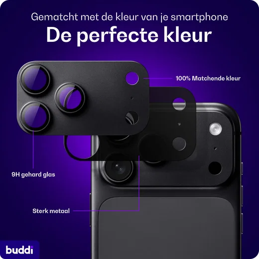 Buddi Focus Apple iPhone 18 Pro Max Full Camera Protector Matched Zwart afbeelding 6