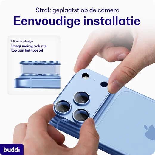 Buddi Focus Apple iPhone 18 Pro Max Full Camera Protector Matched Blauw afbeelding 4