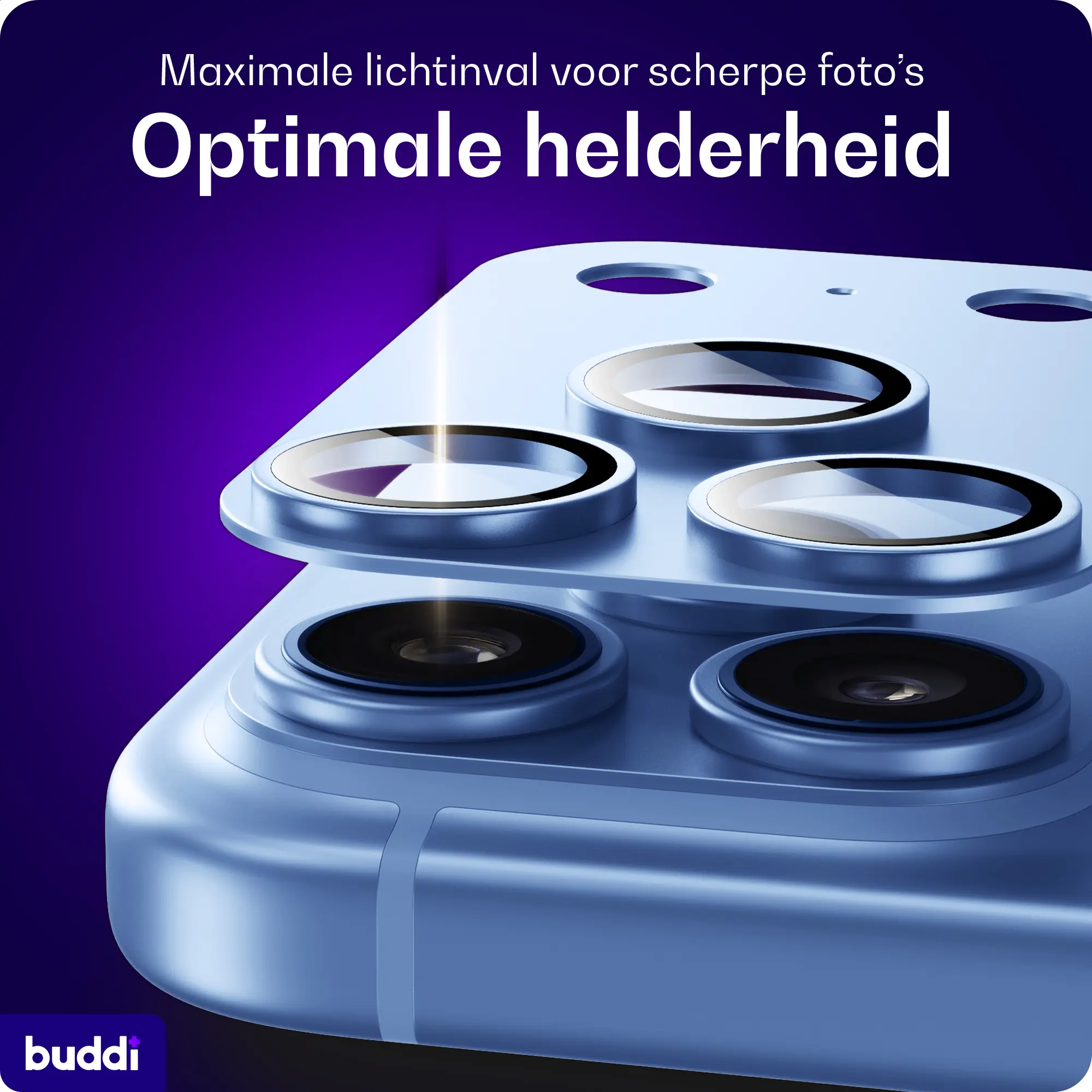 Buddi Focus Apple iPhone 18 Pro Max Full Camera Protector Matched Blauw afbeelding 5