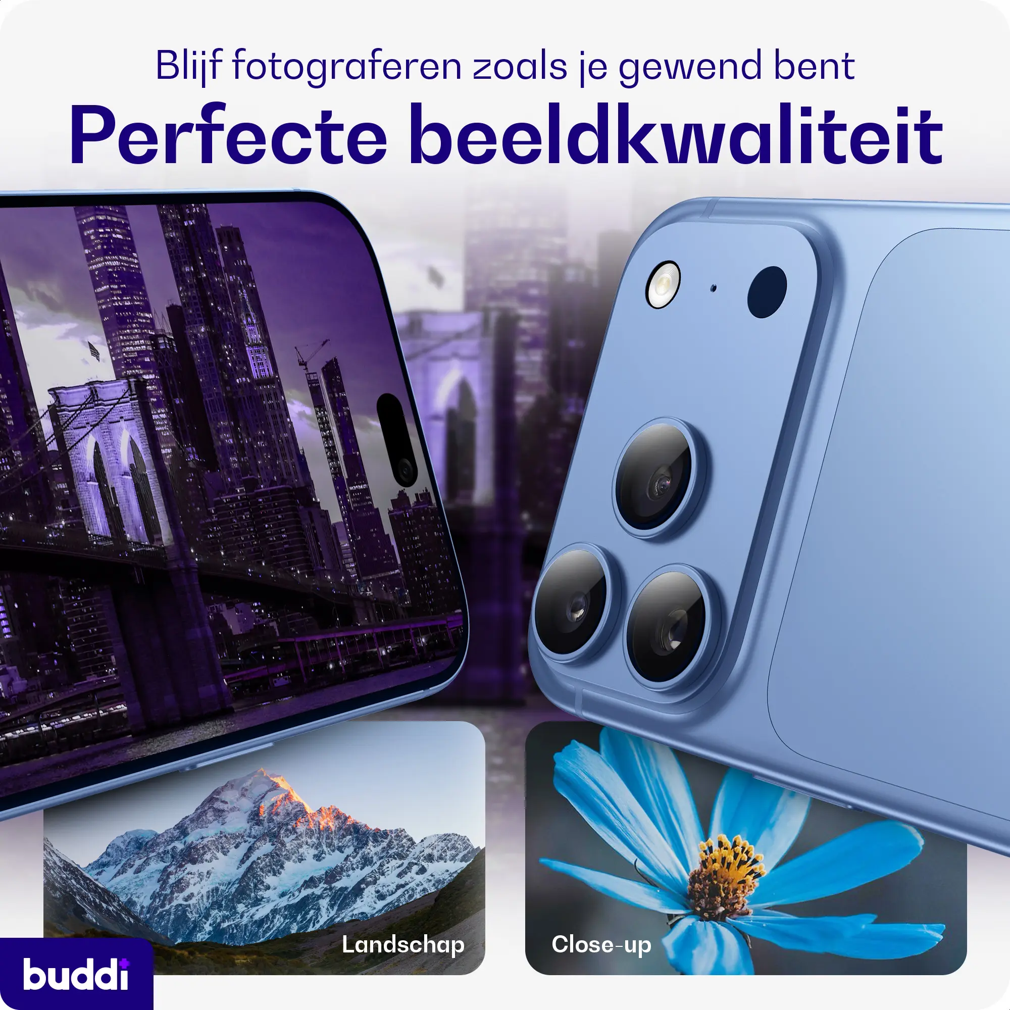 Buddi Focus Apple iPhone 18 Pro Max Full Camera Protector Matched Blauw afbeelding 3