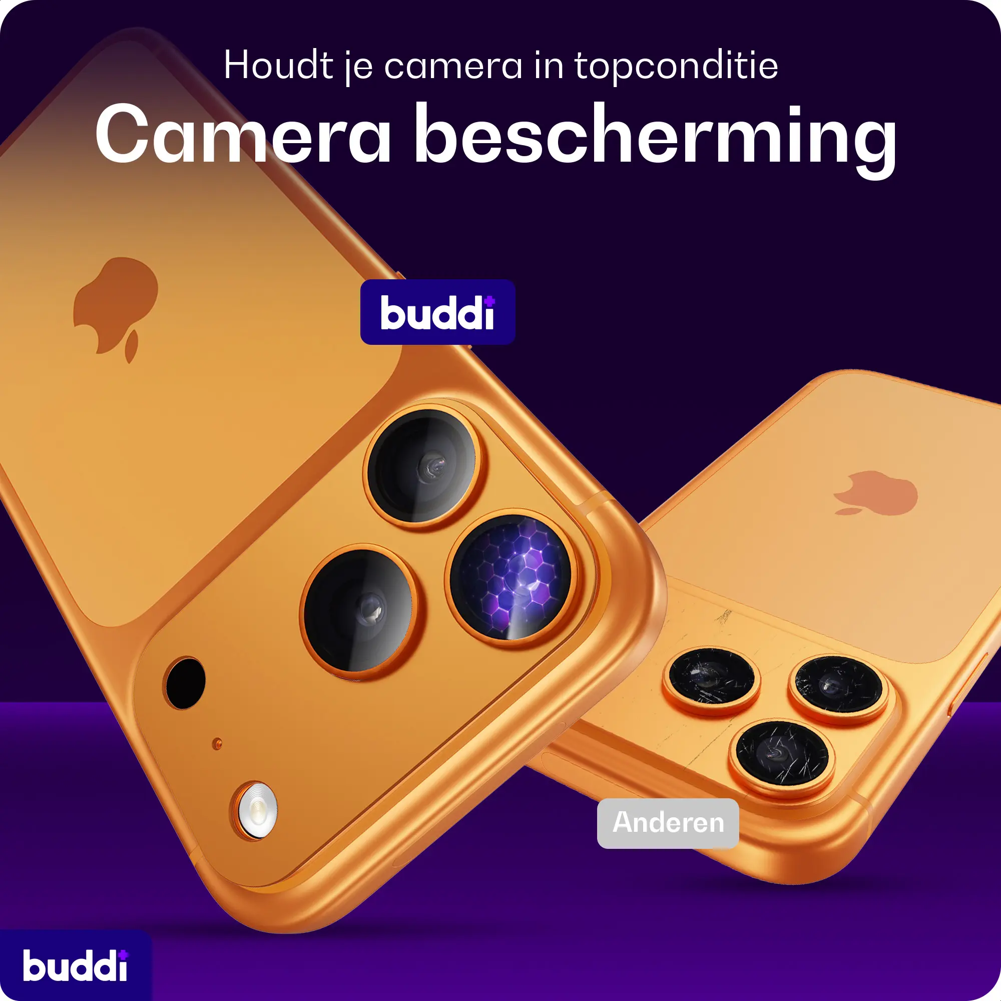 Buddi Focus Apple iPhone 17 Pro Full Camera Protector Matched Oranje afbeelding 2