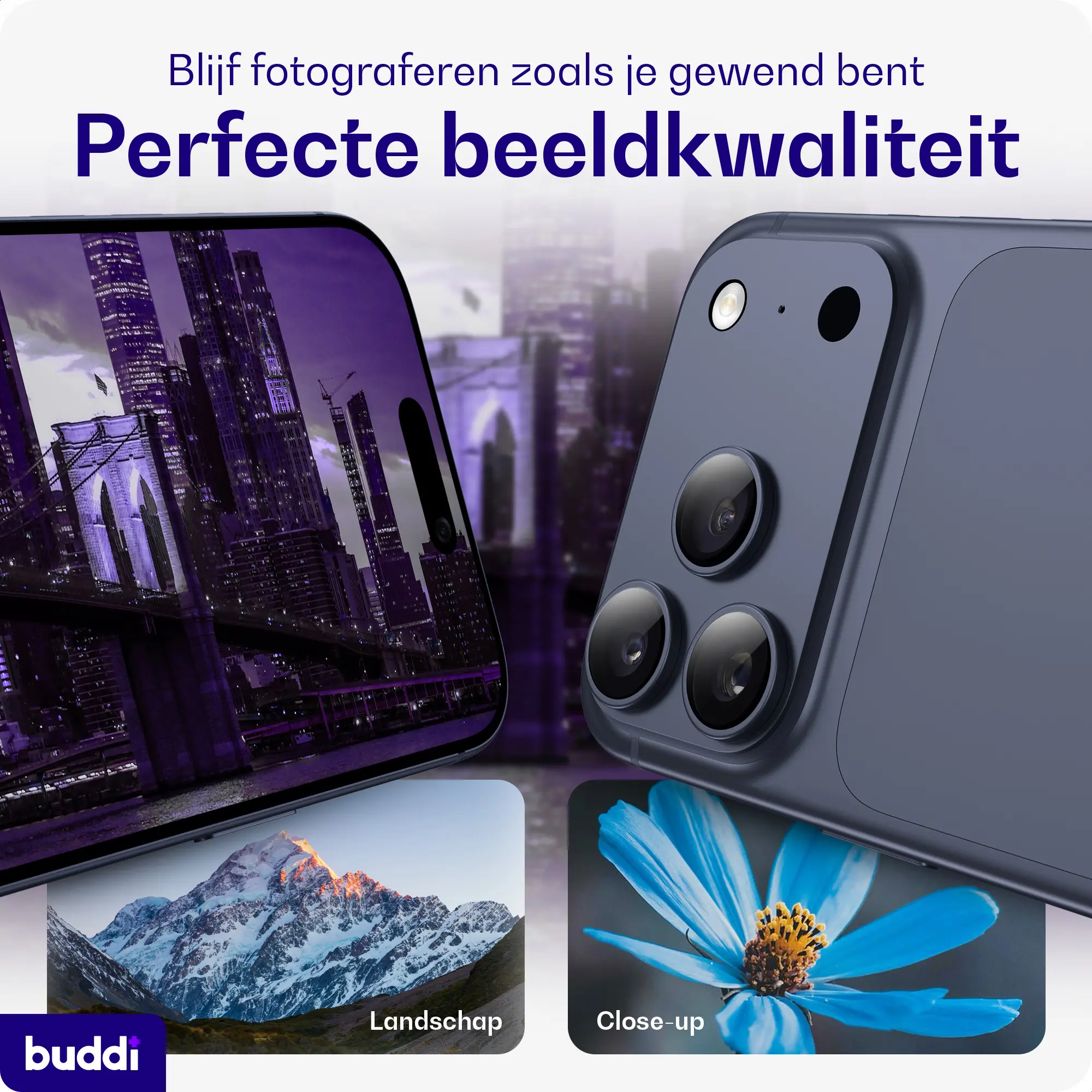 Buddi Focus Apple iPhone 17 Pro Full Camera Protector Matched Blauw afbeelding 3