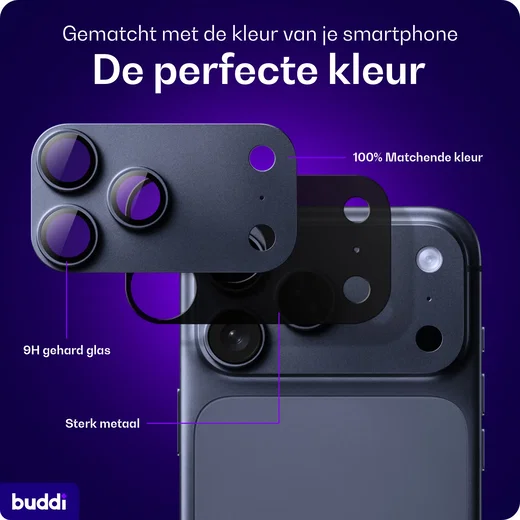 Buddi Focus Apple iPhone 17 Pro Full Camera Protector Matched Blauw afbeelding 6