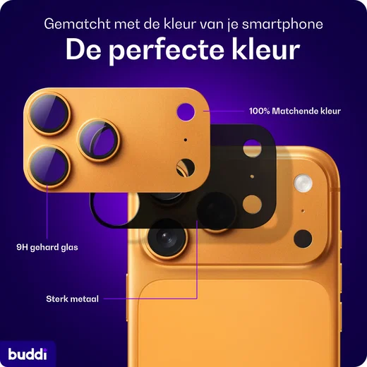 Buddi Focus Apple iPhone 17 Pro Max Full Camera Protector Matched Oranje afbeelding 6