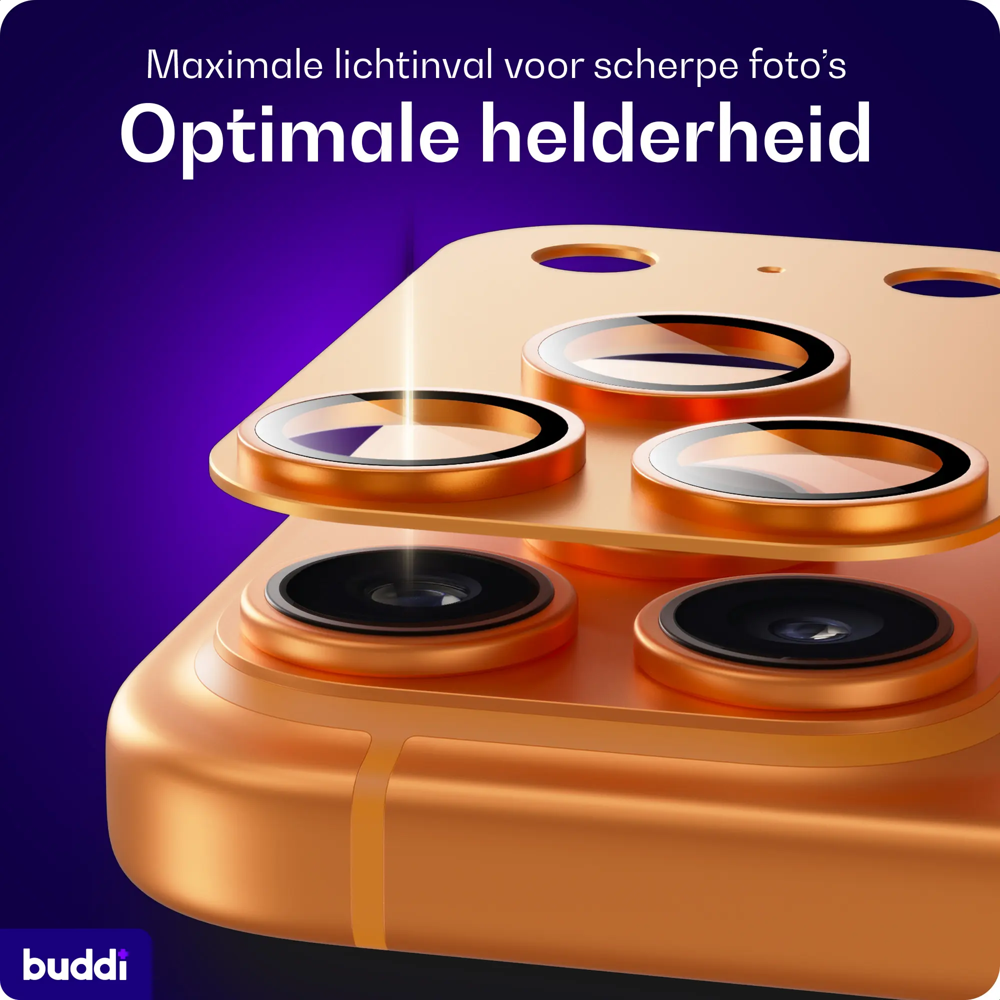 Buddi Focus Apple iPhone 17 Pro Max Full Camera Protector Matched Oranje afbeelding 5