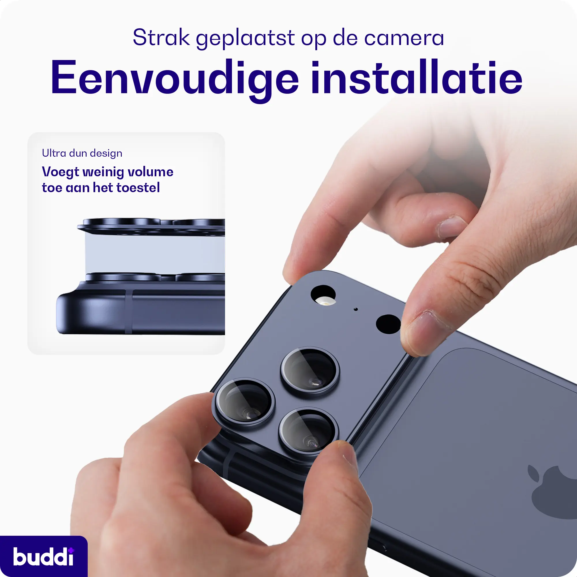 Buddi Focus Apple iPhone 17 Pro Max Full Camera Protector Matched Blauw afbeelding 4