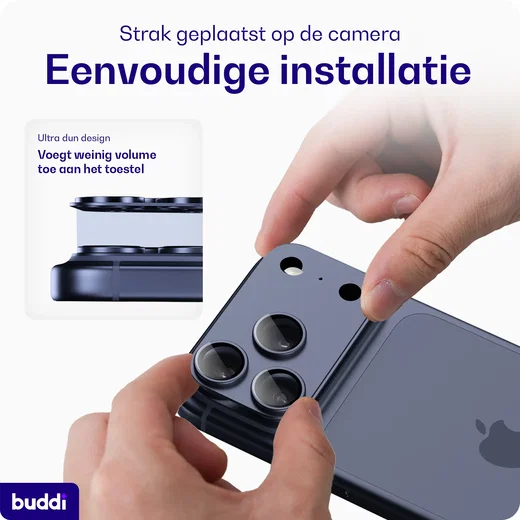 Buddi Focus Apple iPhone 17 Pro Max Full Camera Protector Matched Blauw afbeelding 4