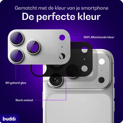 Buddi Focus Apple iPhone 17 Pro Max Full Camera Protector Matched Zilver afbeelding 6
