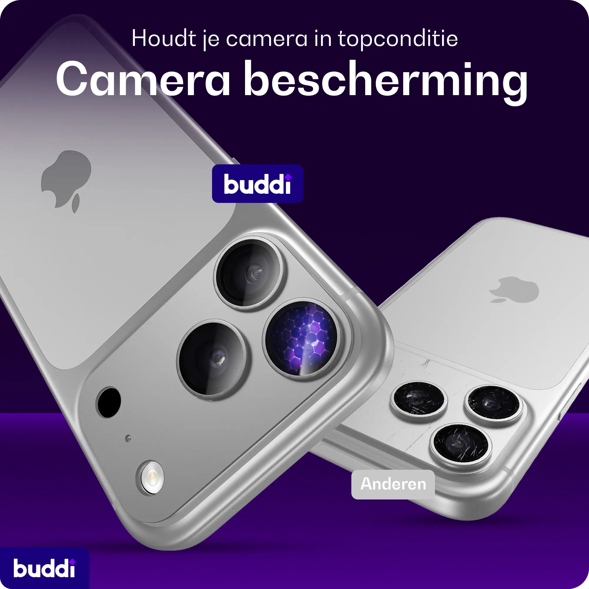 Buddi Focus Apple iPhone 17 Pro Max Full Camera Protector Matched Zilver afbeelding 2