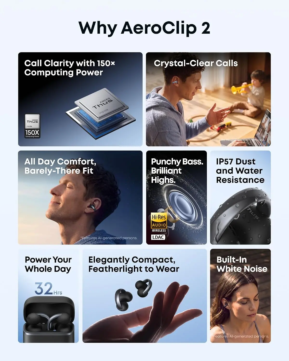 Anker Soundcore AeroClip 2 Draadloze Open-Ear Oordopjes met Clip-on Design Zwart afbeelding 8