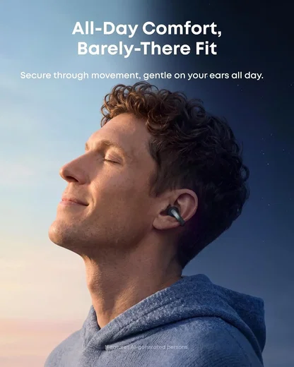 Anker Soundcore AeroClip 2 Draadloze Open-Ear Oordopjes met Clip-on Design Zwart afbeelding 5