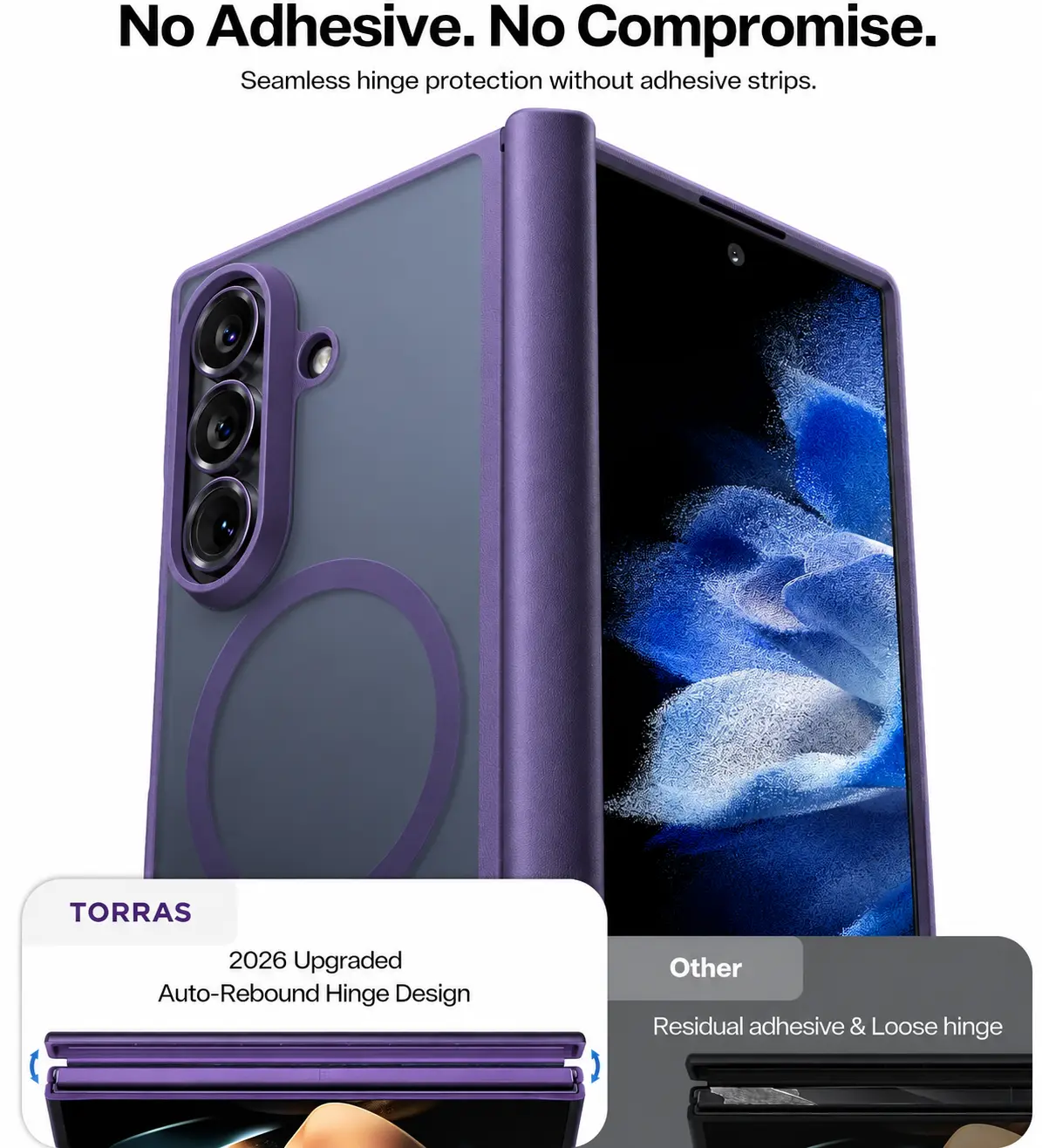 TORRAS Guardian Magnetic Samsung Galaxy Z Fold 8 Ultra Hoesje MagSafe Paars afbeelding 5