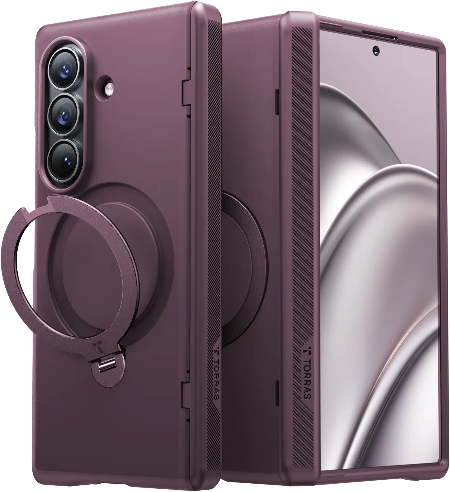 TORRAS Ostand Spin Samsung Galaxy Z Fold 8 Ultra Hoesje 360° MagSafe Stand Paars afbeelding 1