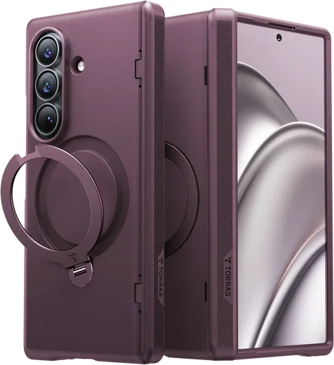 TORRAS Ostand Spin Samsung Galaxy Z Fold 8 Ultra Hoesje 360° MagSafe Stand Paars afbeelding 1