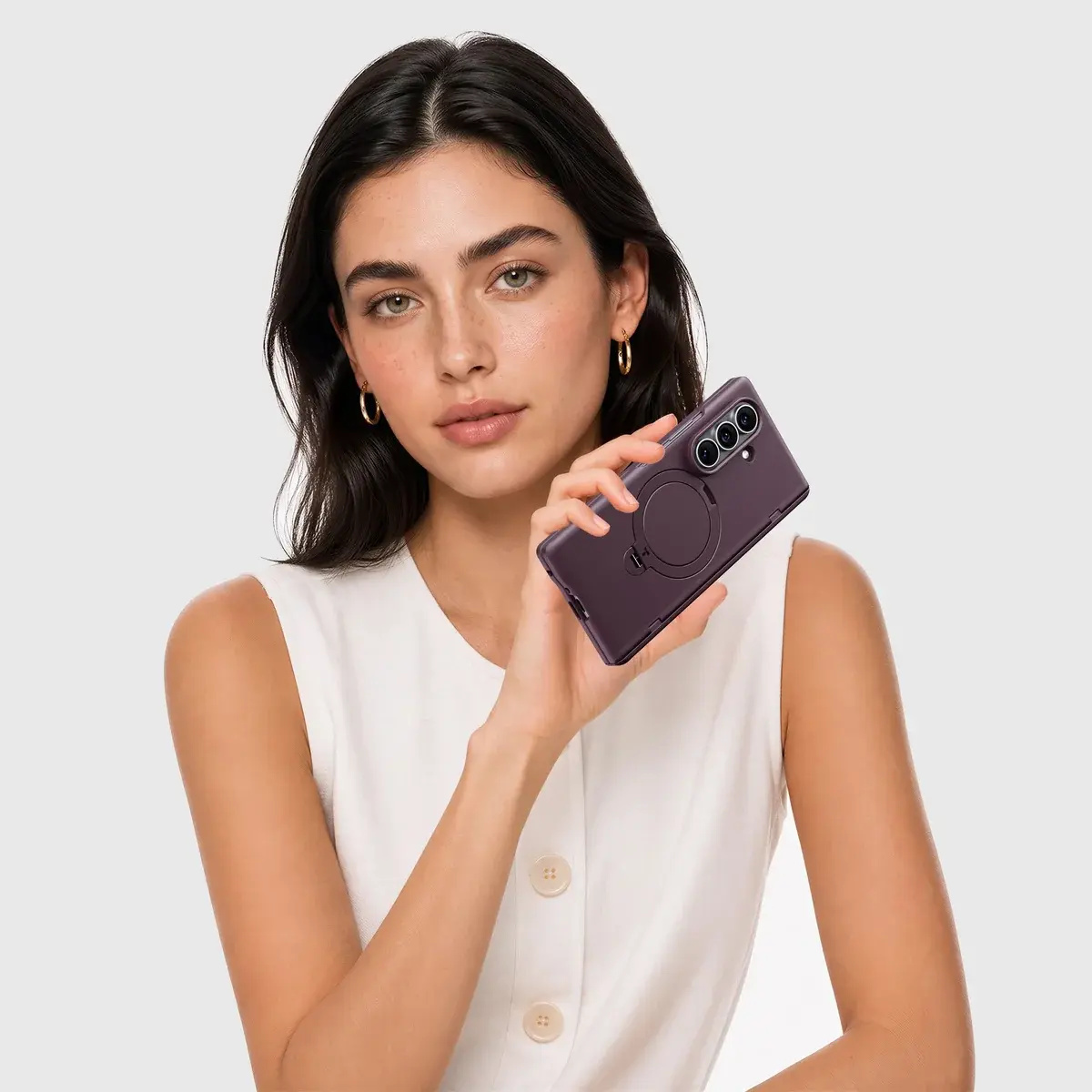 TORRAS Ostand Spin Samsung Galaxy Z Fold 8 Ultra Hoesje 360° MagSafe Stand Paars afbeelding 4