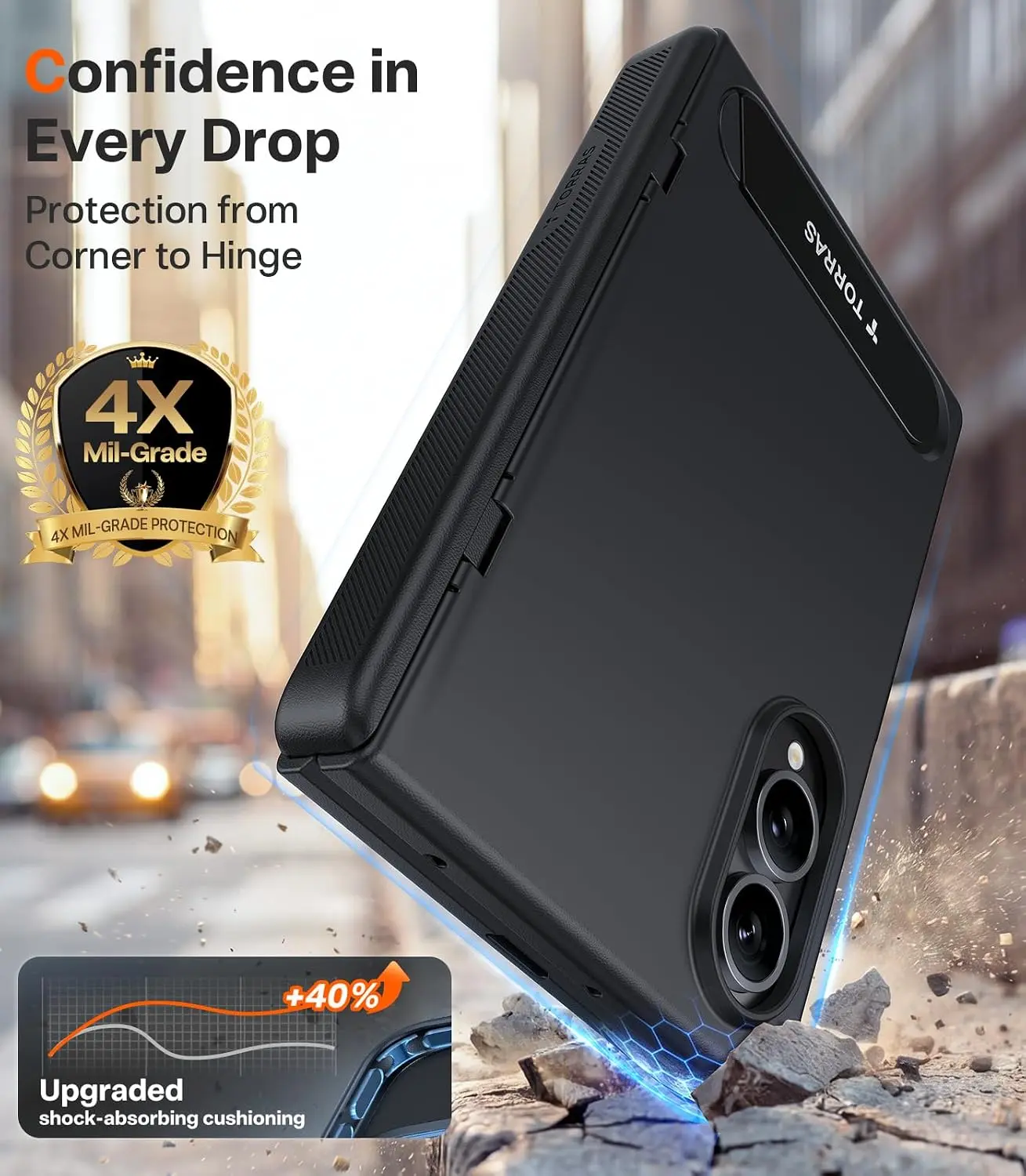 TORRAS Ostand L1 Guardian Magnetic Hoesje Samsung Galaxy Z Fold 8 Zwart afbeelding 4