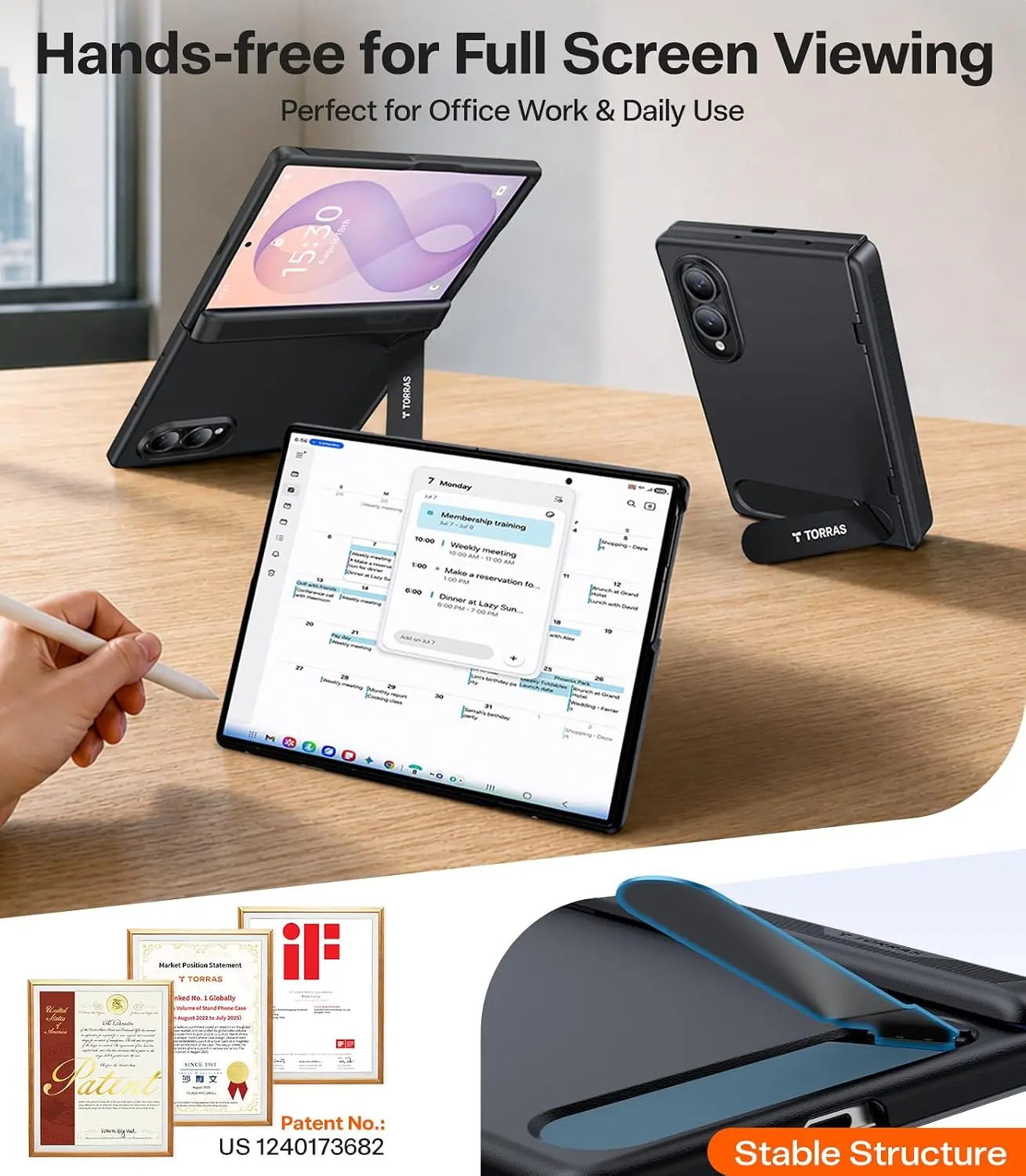TORRAS Ostand L1 Guardian Magnetic Hoesje Samsung Galaxy Z Fold 8 Zwart afbeelding 2
