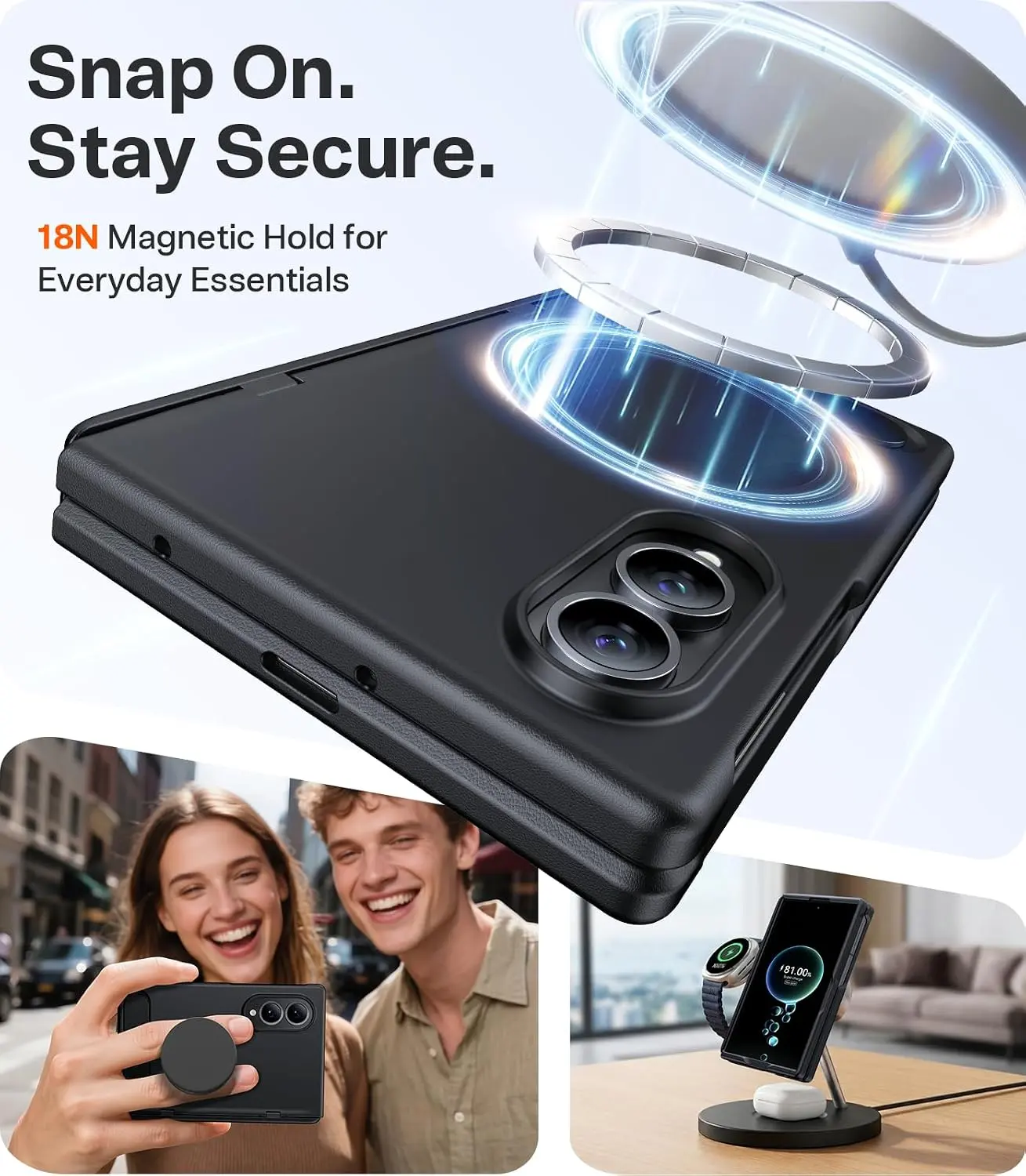 TORRAS Ostand L1 Guardian Magnetic Hoesje Samsung Galaxy Z Fold 8 Zwart afbeelding 3