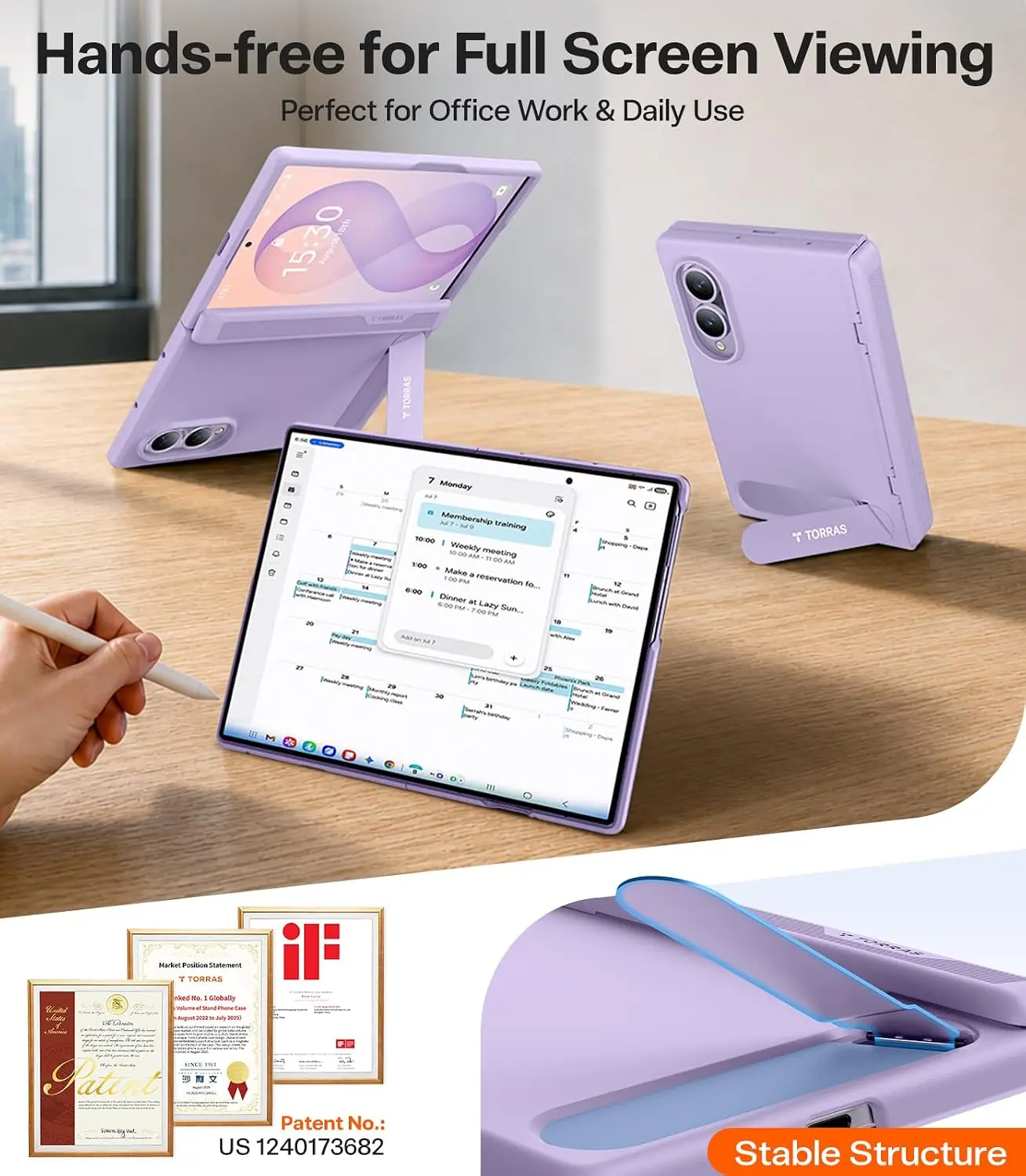 TORRAS Ostand L1 Guardian Magnetic Hoesje Samsung Galaxy Z Fold 8 Paars afbeelding 2