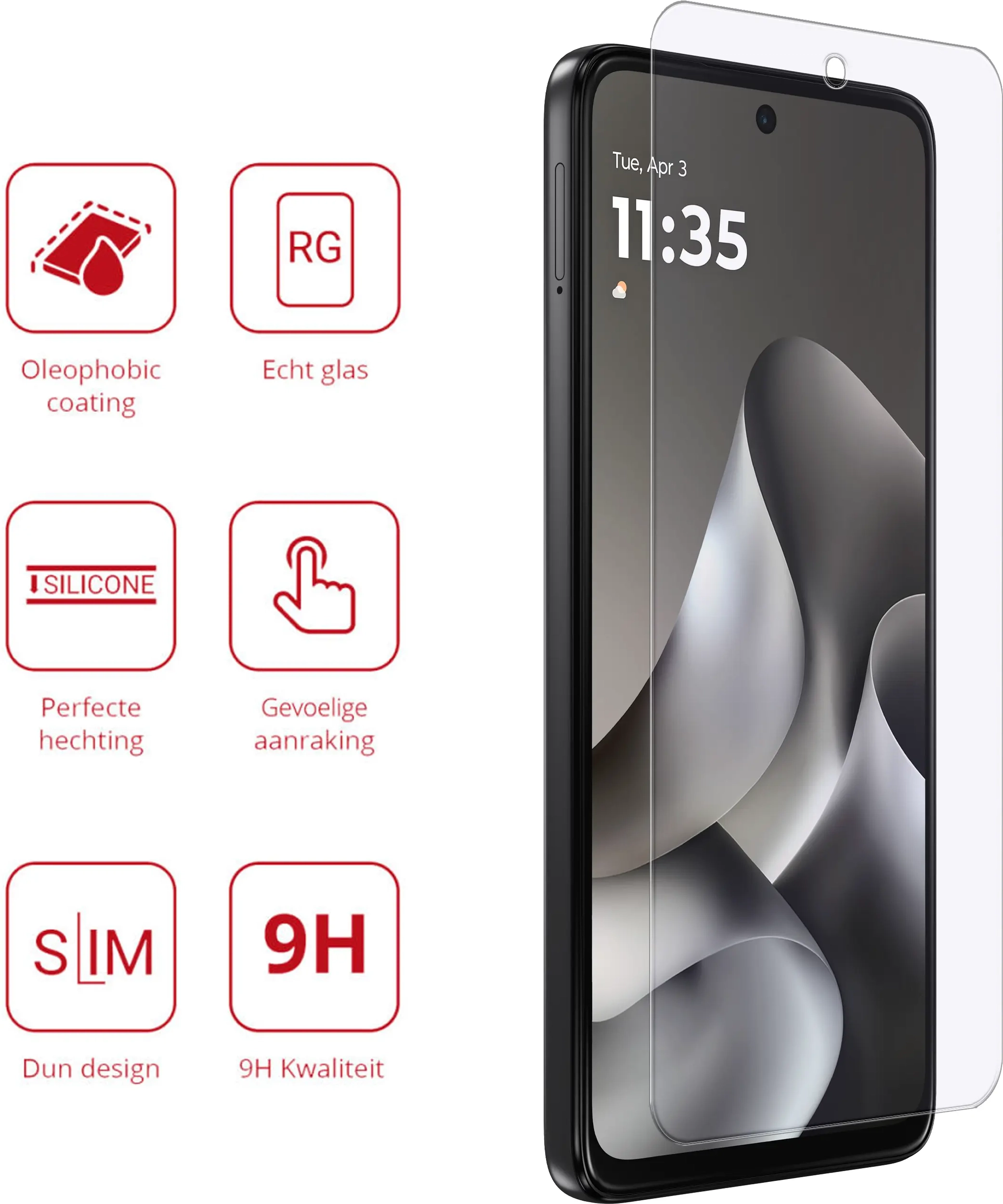 Rosso Motorola G47 9H Tempered Glass Screen Protector afbeelding 2