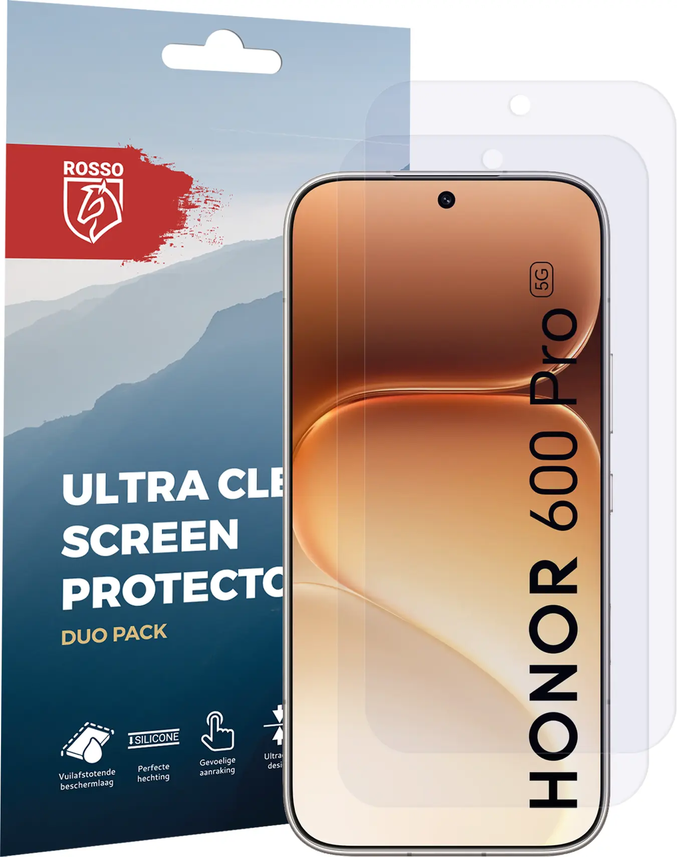 Rosso Honor 600 Pro  Screen Protector Case Friendly Folie Duo Pack afbeelding 6