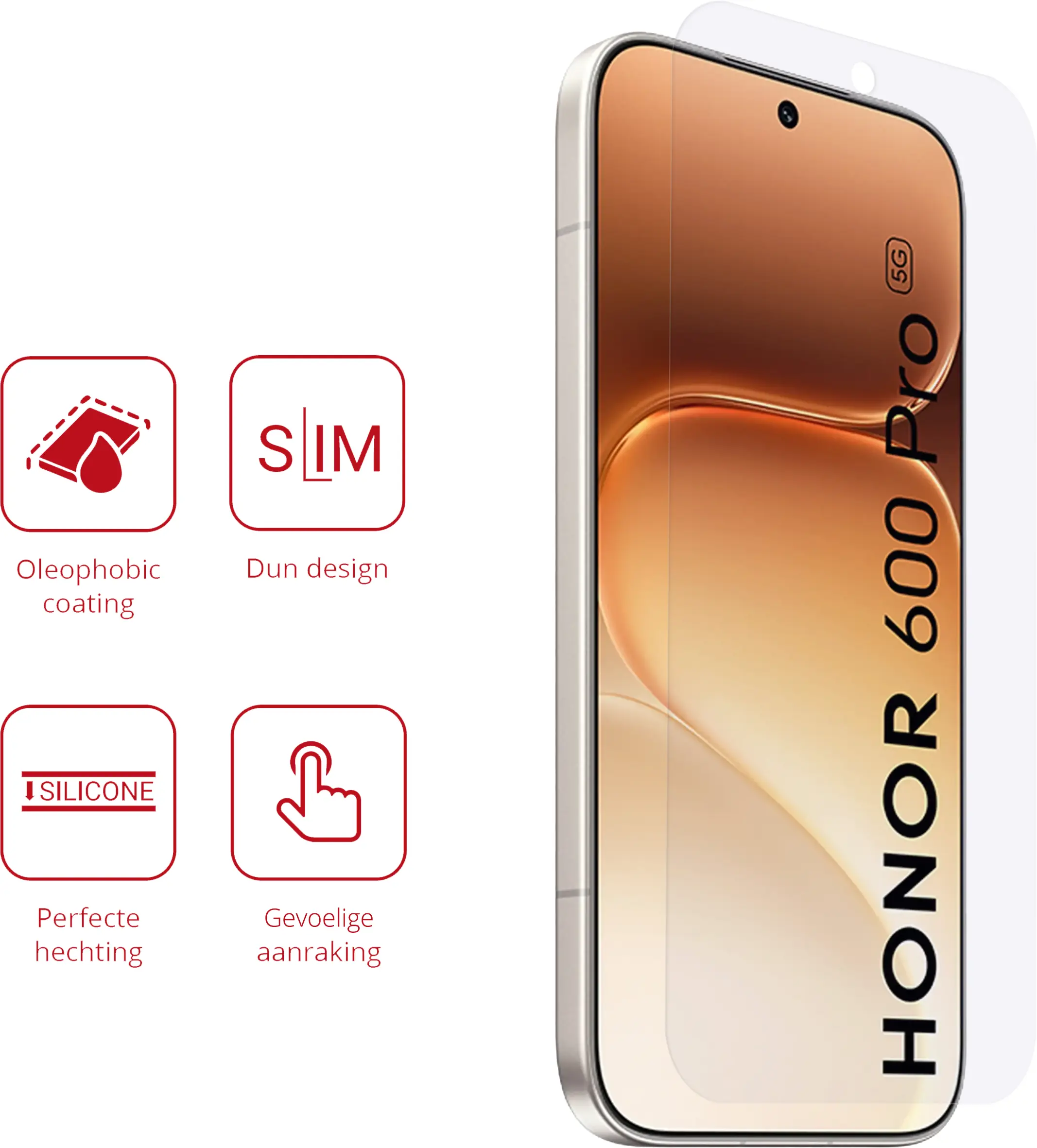 Rosso Honor 600 Pro  Screen Protector Case Friendly Folie Duo Pack afbeelding 2