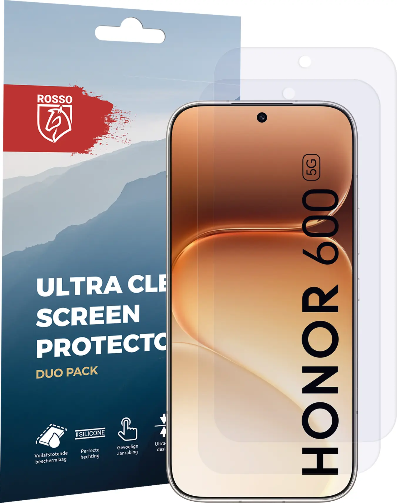 Rosso Honor 600 Screen Protector Case Friendly Folie Duo Pack afbeelding 7