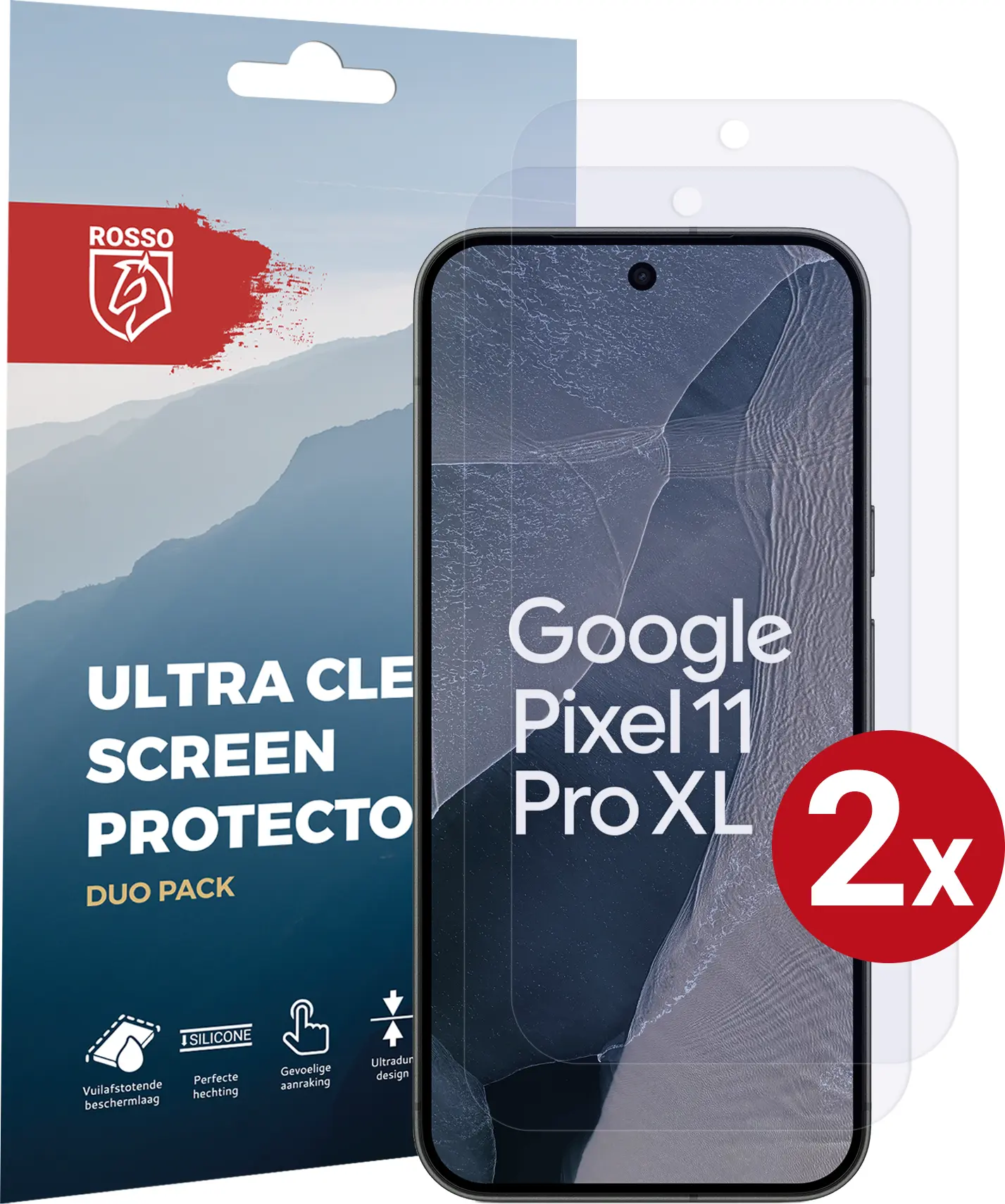 Rosso Google Pixel 11 Pro XL Screen Protector Case Friendly Folie Duo Pack afbeelding 1