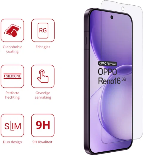 Rosso Oppo Reno 16 9H Tempered Glass Screen Protector afbeelding 2
