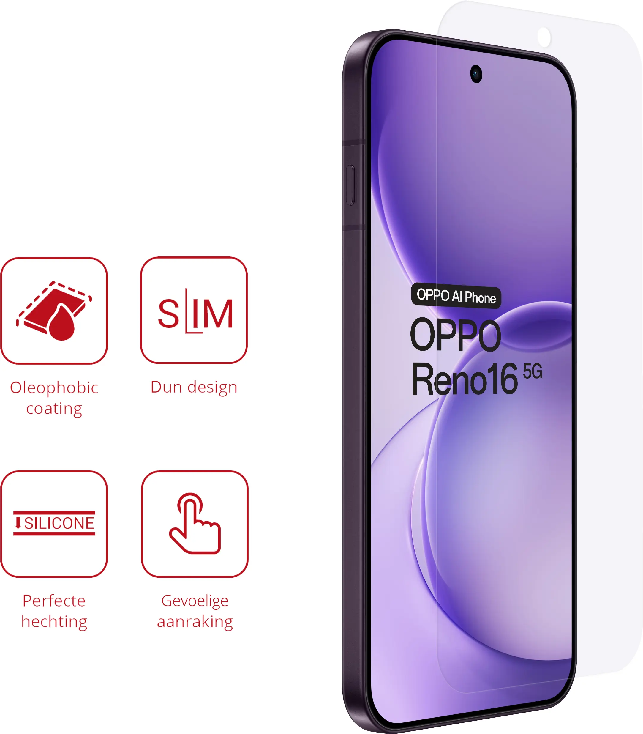 Rosso Oppo Reno 16 Screen Protector Case Friendly Folie Duo Pack afbeelding 2