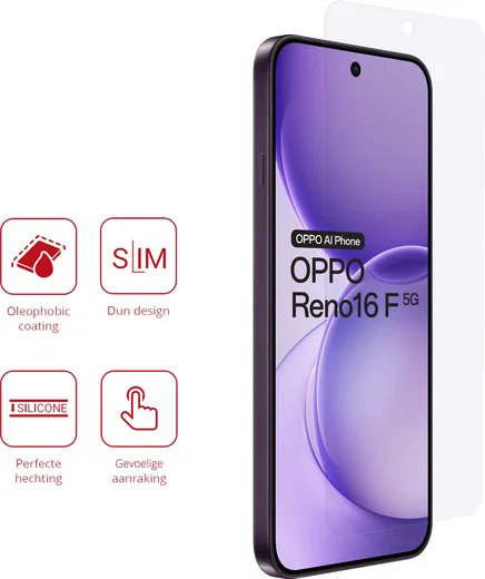 Rosso Oppo Reno 16 F Screen Protector Case Friendly Folie Duo Pack afbeelding 2