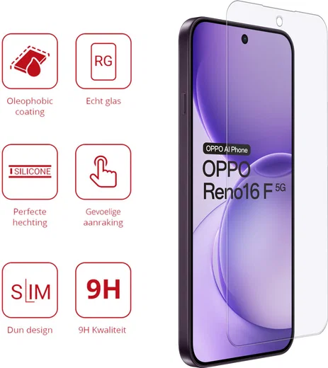 Rosso Oppo Reno 16 F 9H Tempered Glass Screen Protector afbeelding 2