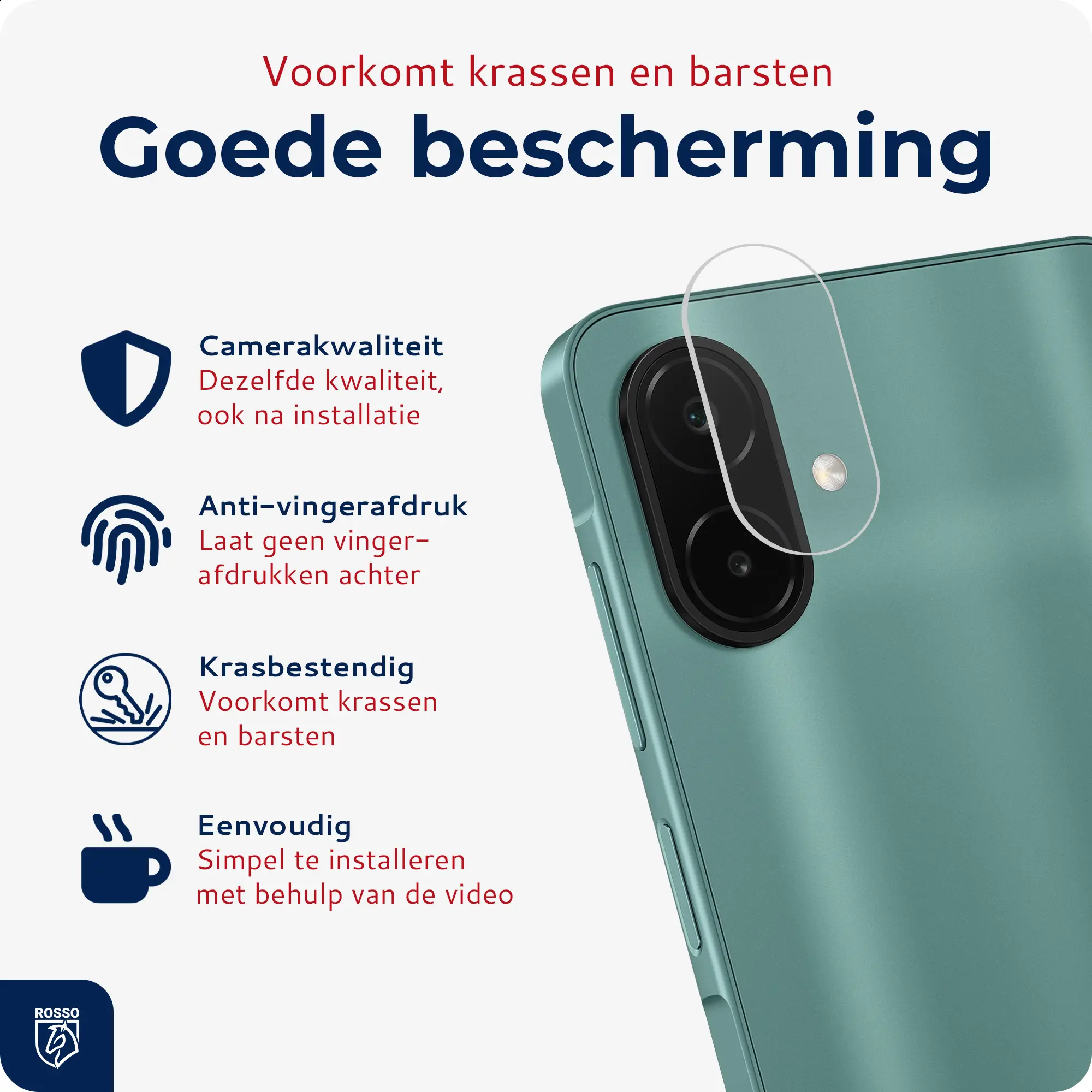 Rosso Samsung Galaxy A08 Camera Lens Protector Transparant afbeelding 4