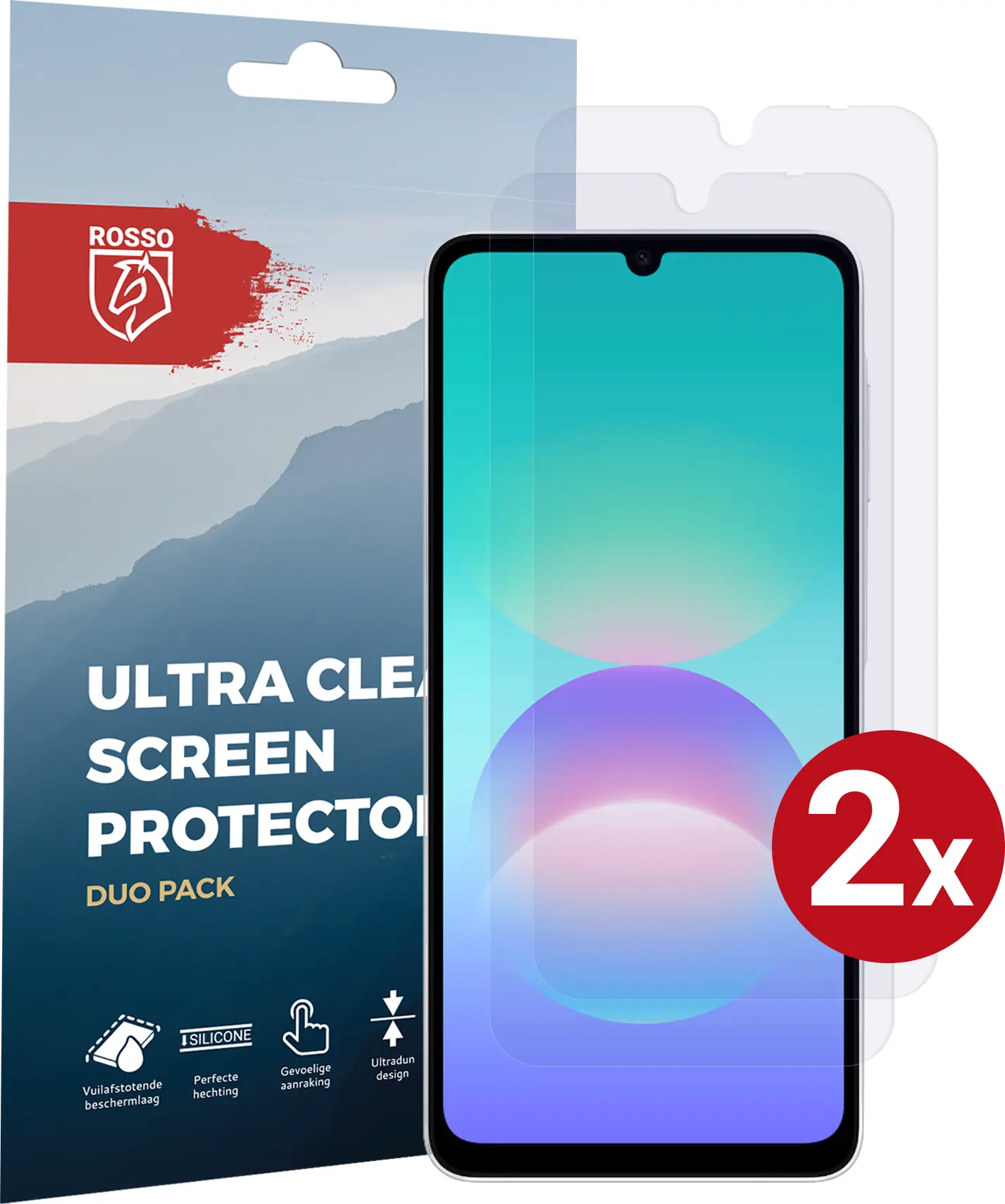 Rosso Samsung Galaxy A08 Screen Protector Case Friendly Folie Duo Pack afbeelding 1