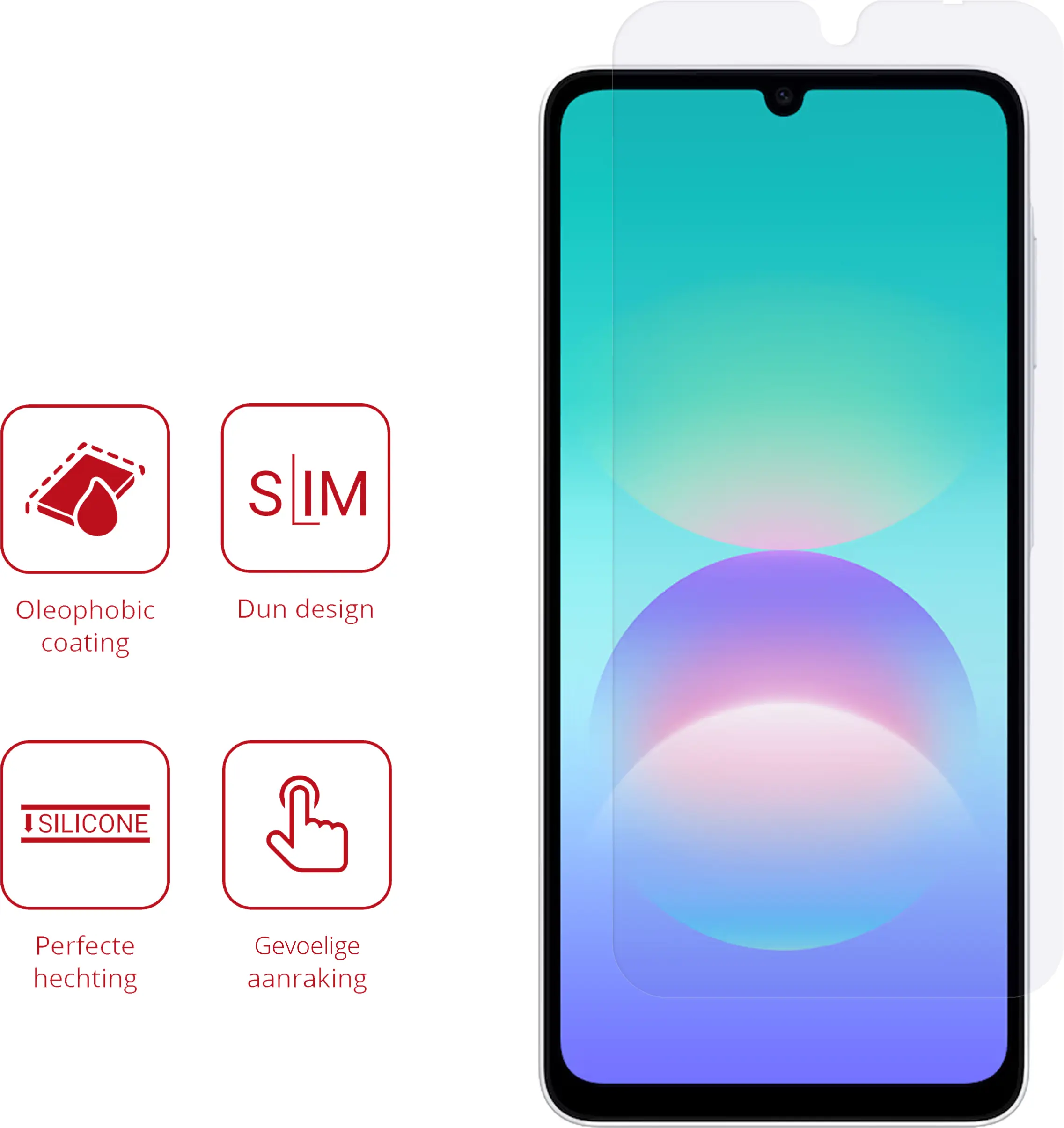 Rosso Samsung Galaxy A08 Screen Protector Case Friendly Folie Duo Pack afbeelding 2