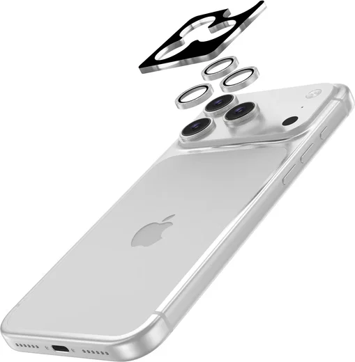 AVY Apple iPhone 18 Pro / 18 Pro Max Camera Lens Protector Rings Glitter Zilver afbeelding 5