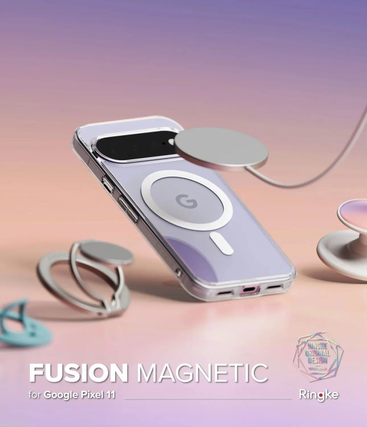Ringke Fusion Magnetic Google Pixel 11 Hoesje MagSafe Back Cover Transparant afbeelding 2