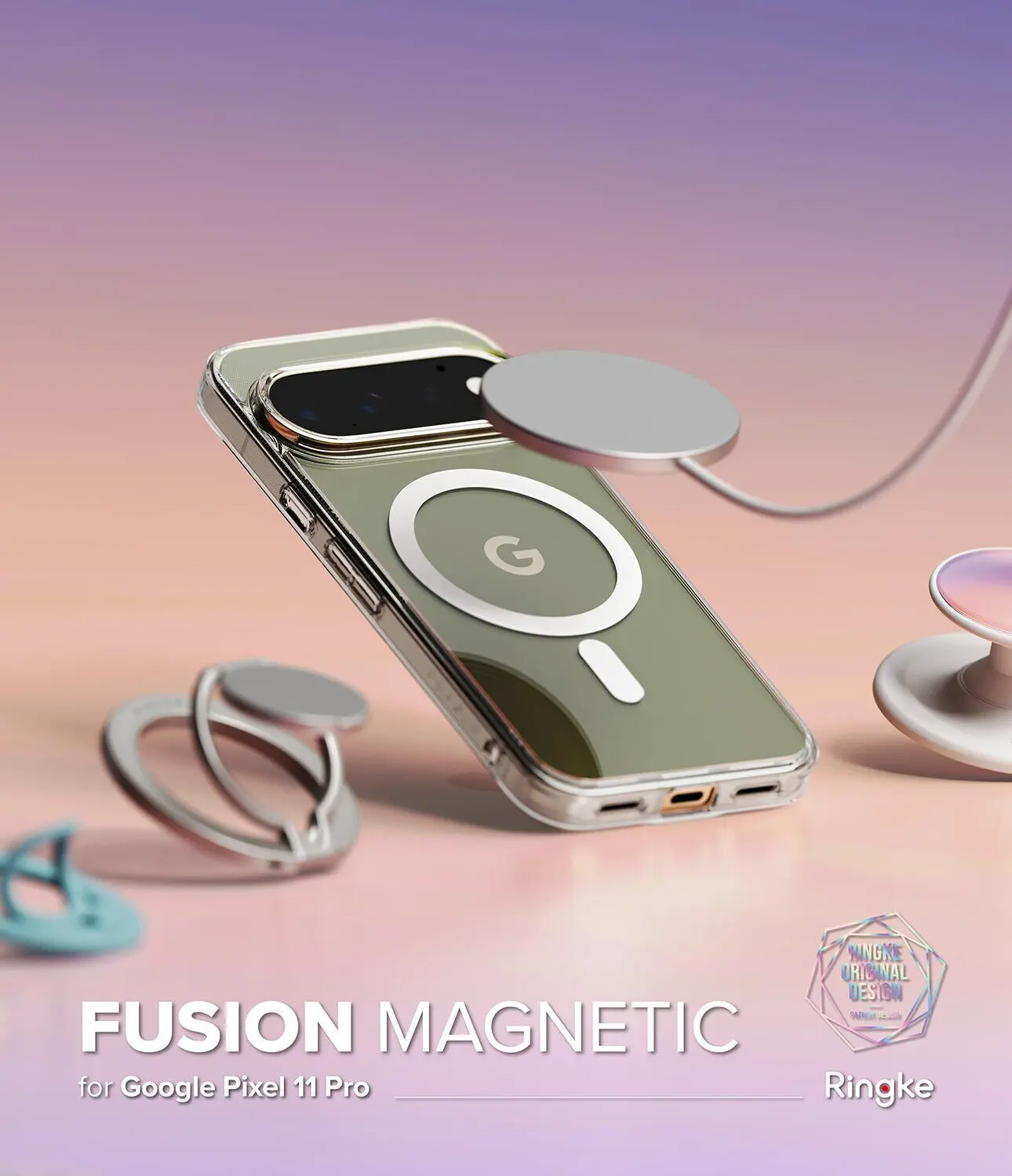 Ringke Fusion Magnetic Google Pixel 11 Pro Hoesje MagSafe Back Cover Transparant afbeelding 2