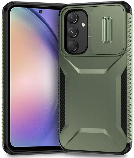Samsung Galaxy A54 Hoesje Camera Slider Back Cover Schokbestendig Groen afbeelding 1