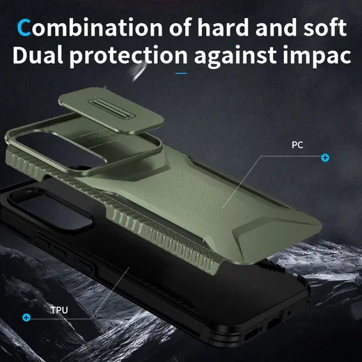 Samsung Galaxy A54 Hoesje Camera Slider Back Cover Schokbestendig Groen afbeelding 6