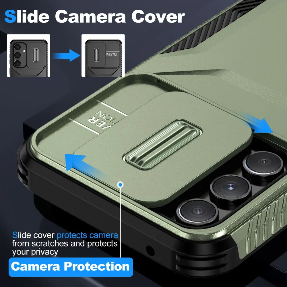 Samsung Galaxy A54 Hoesje Camera Slider Back Cover Schokbestendig Groen afbeelding 7