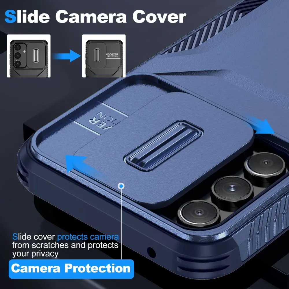 Samsung Galaxy A54 Hoesje Camera Slider Back Cover Schokbestendig Blauw afbeelding 7