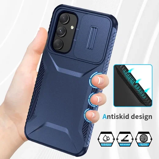Samsung Galaxy A54 Hoesje Camera Slider Back Cover Schokbestendig Blauw afbeelding 8