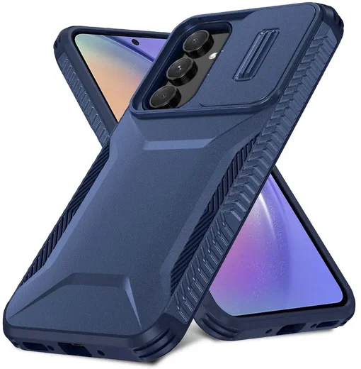 Samsung Galaxy A54 Hoesje Camera Slider Back Cover Schokbestendig Blauw afbeelding 2