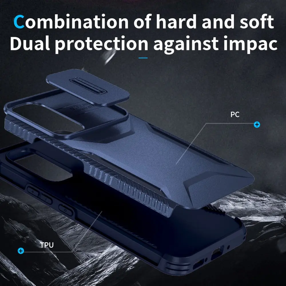 Samsung Galaxy A54 Hoesje Camera Slider Back Cover Schokbestendig Blauw afbeelding 6